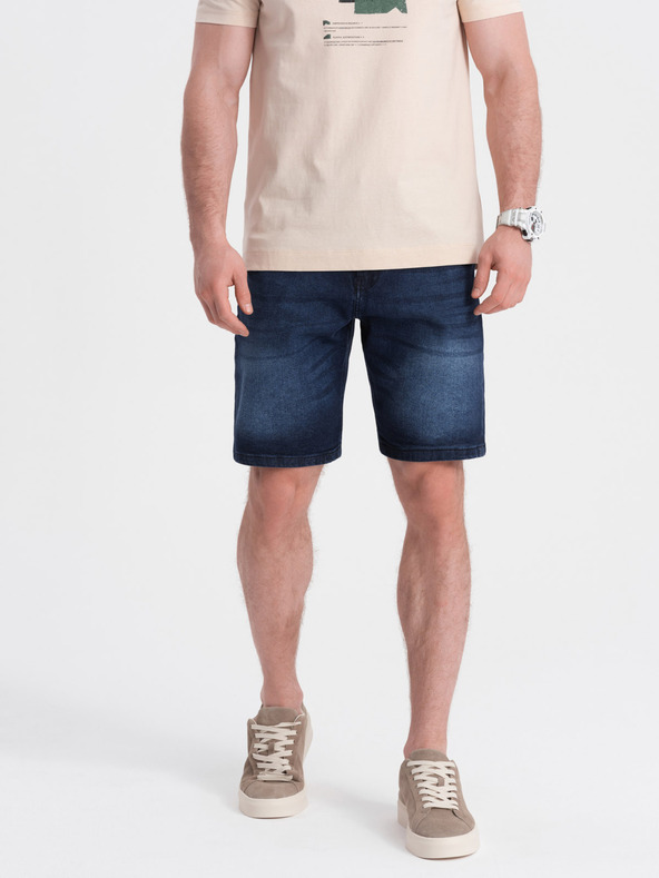 Ombre Clothing Dunkelblaue Herren Denim Shorts Ombre Clothing