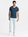 Ombre Clothing Blaues Herren-Baumwoll-T-Shirt mit Rundhalsausschnitt Ombre Clothing