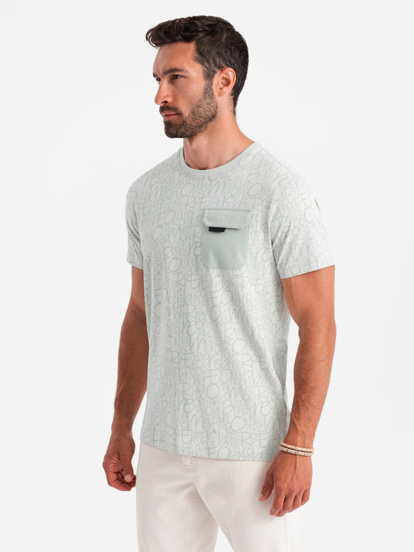 Ombre Clothing Hellgrünes Herren-Taschen-T-Shirt Ombre Clothing