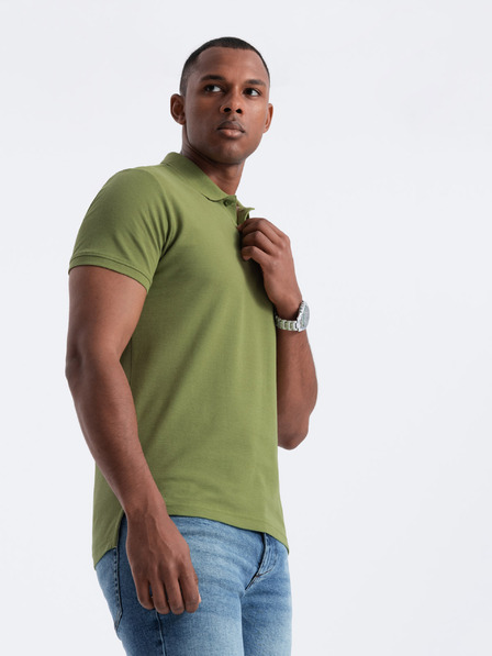 Ombre Clothing Grünes Herren-Strick-Poloshirt Ombre Clothing