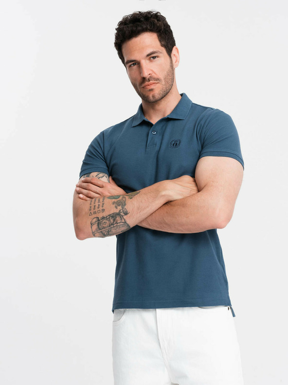 Ombre Clothing Blaues Herren-Poloshirt Basic Ombre Clothing