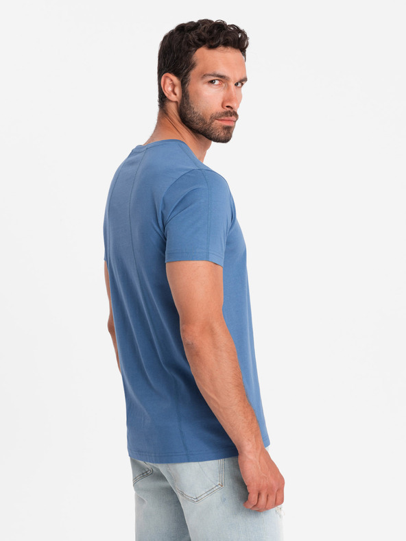 Ombre Clothing Blaues Herren-T-Shirt mit zarter Stickerei Ombre Clothing