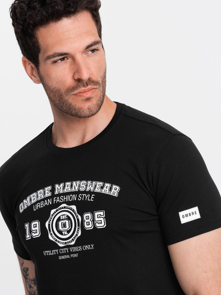 Ombre Clothing Schwarzes bedrucktes Herren-T-Shirt Ombre Clothing