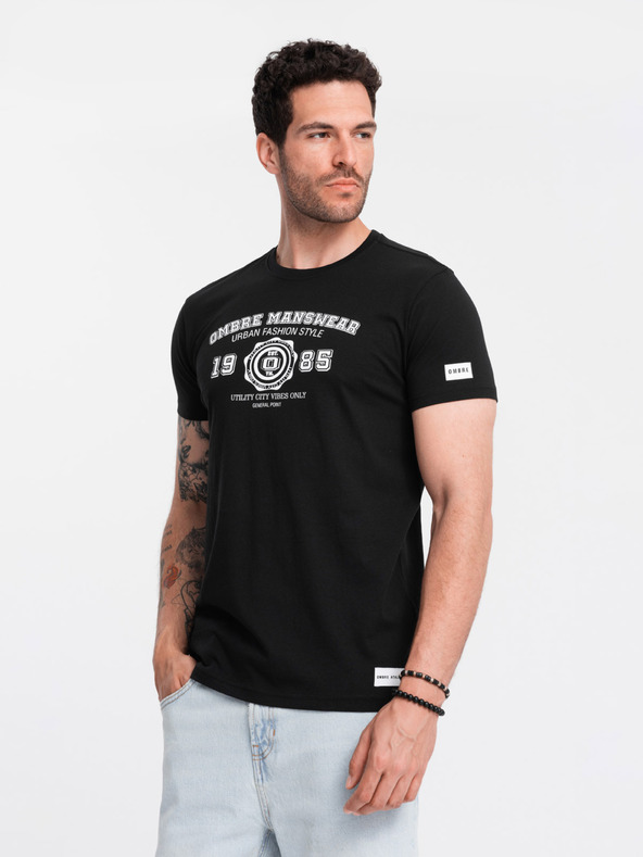 Ombre Clothing Schwarzes bedrucktes Herren-T-Shirt Ombre Clothing