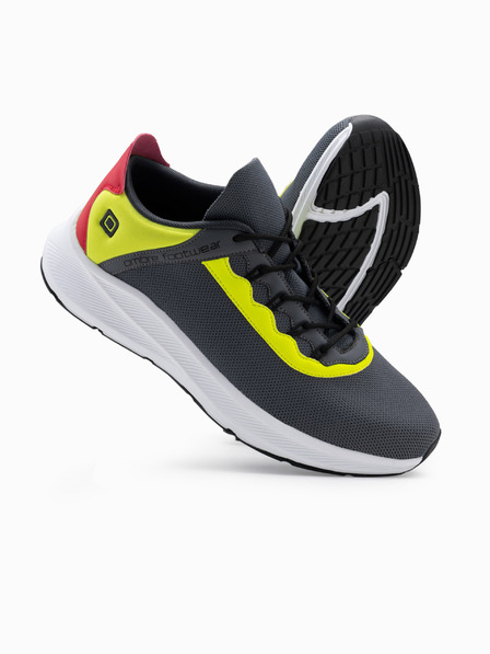Ombre Clothing Dunkelgraue Herren-Turnschuhe mit Neon-Sohlen Ombre Clothing