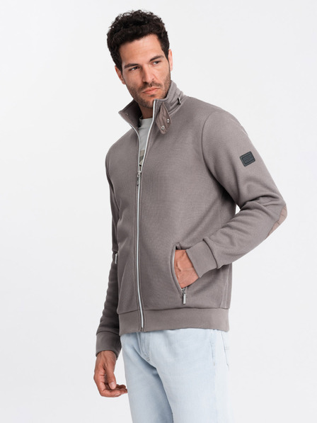 Ombre Clothing Graue Herrenjacke mit hohem Kragen und Fleece-Innenseite Ombre Clothing