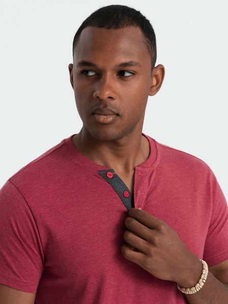 Ombre Clothing Rotes Herren T-Shirt mit Rundhalsausschnitt Ombre Clothing