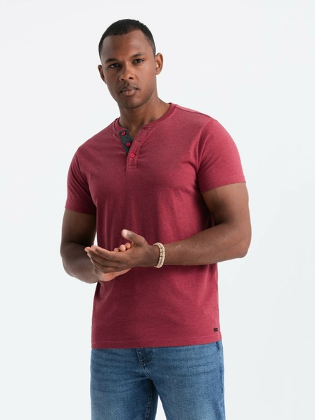 Ombre Clothing Rotes Herren T-Shirt mit Rundhalsausschnitt Ombre Clothing