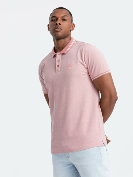 Ombre Clothing Melangefarbenes Herren-Poloshirt mit gestreiftem Kragen Ombre Clothing