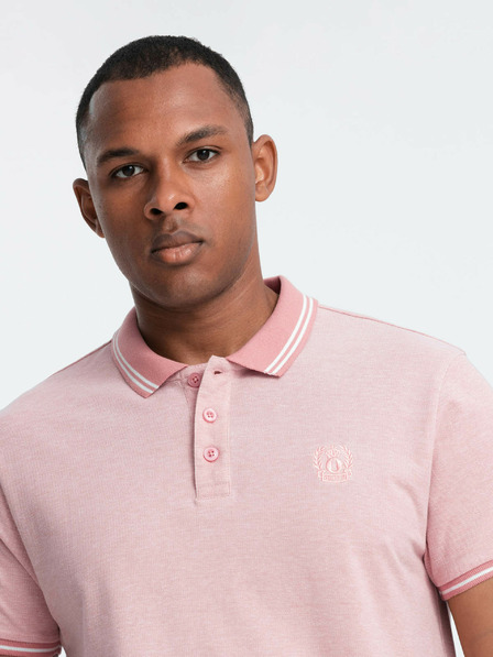 Ombre Clothing Melangefarbenes Herren-Poloshirt mit gestreiftem Kragen Ombre Clothing