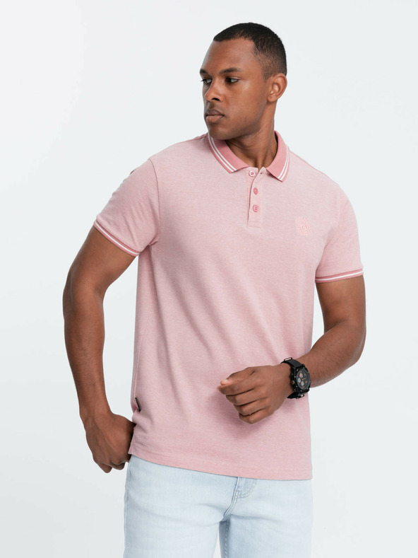 Ombre Clothing Melangefarbenes Herren-Poloshirt mit gestreiftem Kragen Ombre Clothing