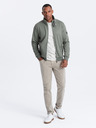 Ombre Clothing Khakifarbene Herrenjacke mit hohem Kragen und Fleece-Innenseite Ombre Clothing