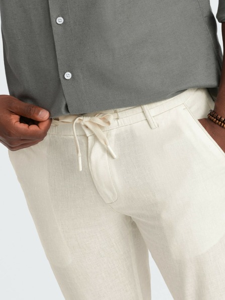 Ombre Clothing Cremefarbene Herren-Chinohose mit Leinenanteil Ombre Clothing