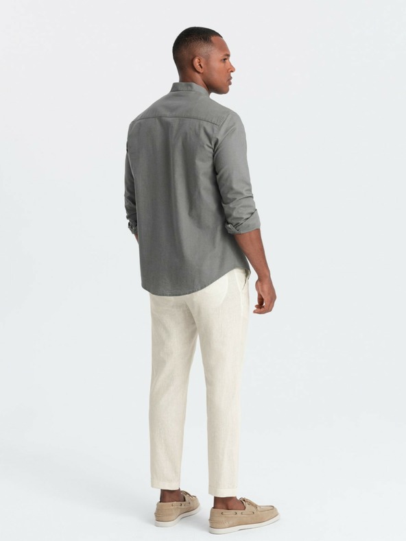 Ombre Clothing Cremefarbene Herren-Chinohose mit Leinenanteil Ombre Clothing