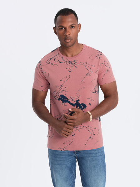 Ombre Clothing Pinkes gemustertes Herren-T-Shirt Ombre Clothing