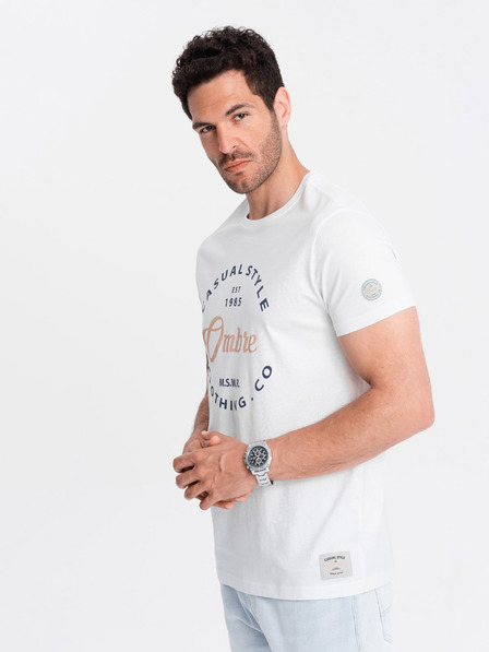 Ombre Clothing Weißes bedrucktes Herren-T-Shirt Ombre Kleidung
