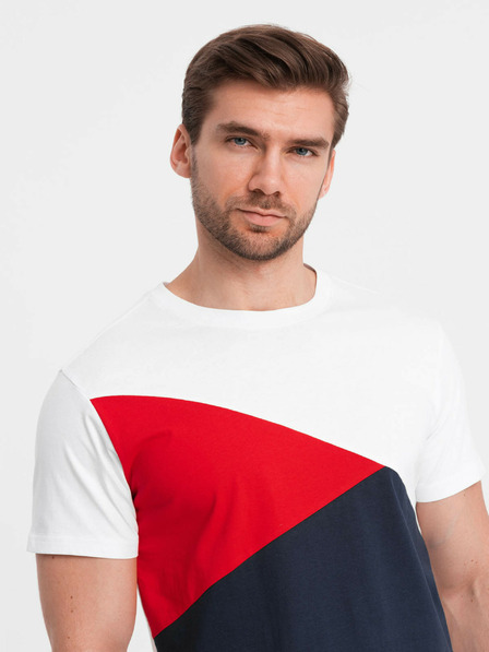 Ombre Clothing Rot-weißes Herren-T-Shirt aus Baumwolle Ombre Clothing