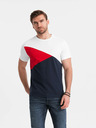 Ombre Clothing Rot-weißes Herren-T-Shirt aus Baumwolle Ombre Clothing