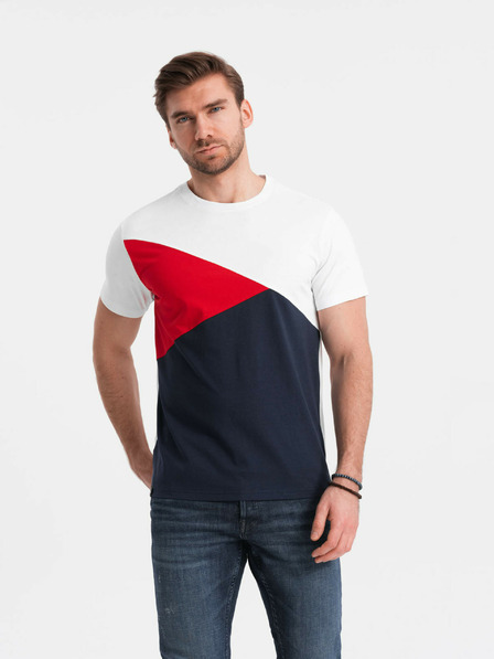 Ombre Clothing Rot-weißes Herren-T-Shirt aus Baumwolle Ombre Clothing