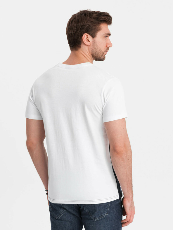 Ombre Clothing Rot-weißes Herren-T-Shirt aus Baumwolle Ombre Clothing
