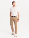 Ombre Clothing Beige Herren-Chinohose mit Ziergürtel Ombre Clothing