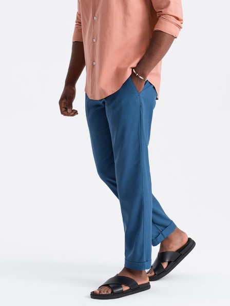 Ombre Clothing Blaue Herren-Chinohose mit Leinen Ombre Clothing