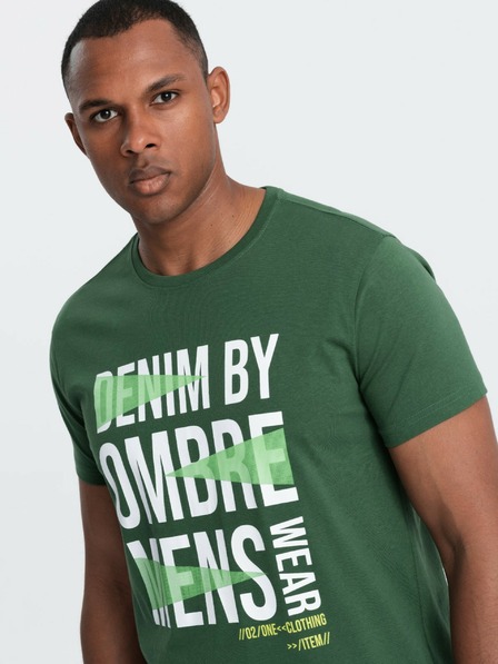 Ombre Clothing Grünes Herren-T-Shirt aus Baumwolle Ombre Clothing