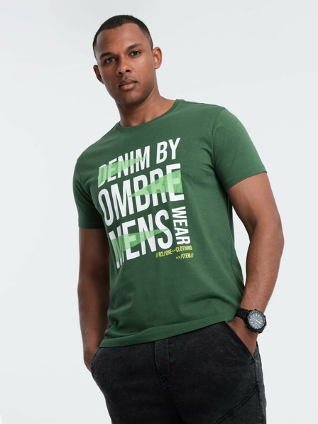 Ombre Clothing Grünes Herren-T-Shirt aus Baumwolle Ombre Clothing