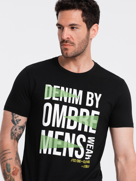 Ombre Clothing Schwarzes Herren-T-Shirt aus Baumwolle Ombre Clothing