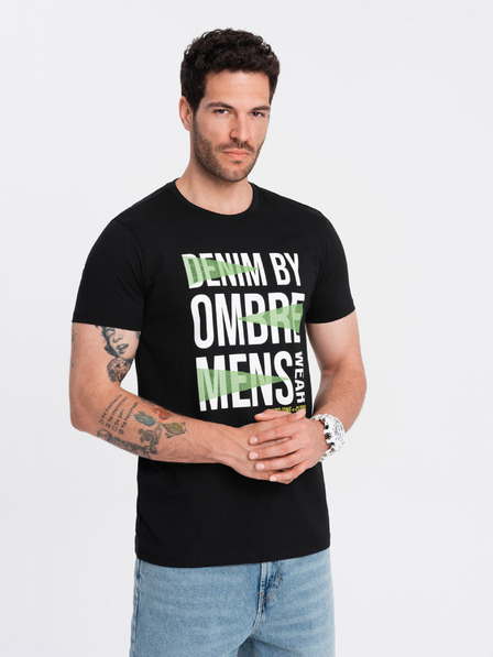 Ombre Clothing Schwarzes Herren-T-Shirt aus Baumwolle Ombre Clothing