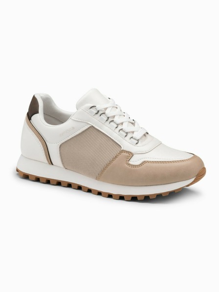 Ombre Clothing Beige und weiße Herren-Turnschuhe Ombre Clothing