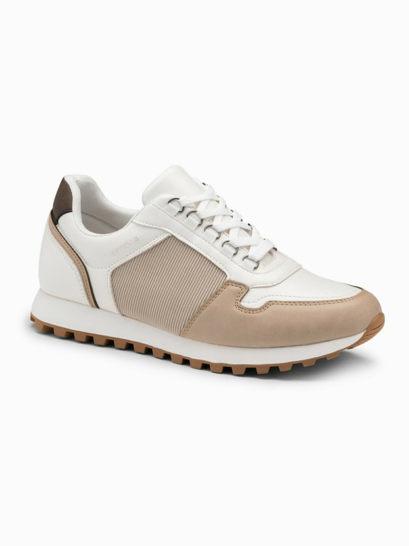 Ombre Clothing Beige und weiße Herren-Turnschuhe Ombre Clothing