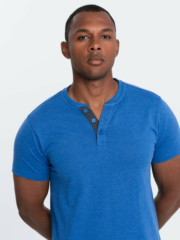 Ombre Clothing Blaues Herren T-Shirt mit Rundhalsausschnitt Ombre Clothing