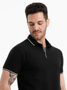 Ombre Clothing Schwarzes Herren-Poloshirt ohne Knöpfe Ombre Clothing