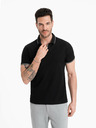 Ombre Clothing Schwarzes Herren-Poloshirt ohne Knöpfe Ombre Clothing
