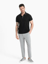 Ombre Clothing Schwarzes Herren-Poloshirt ohne Knöpfe Ombre Clothing