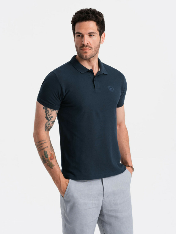 Ombre Clothing Dunkelblaues Herren-Poloshirt Ombre Clothing