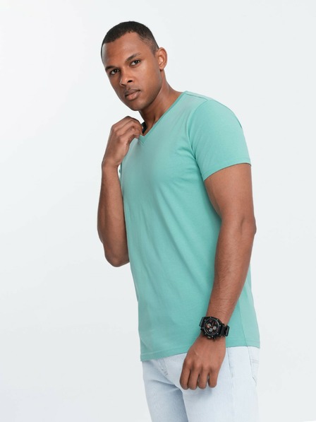 Ombre Clothing Türkis Herren Baumwolle Basic T-Shirt mit Rundhalsausschnitt Ombre Clothing