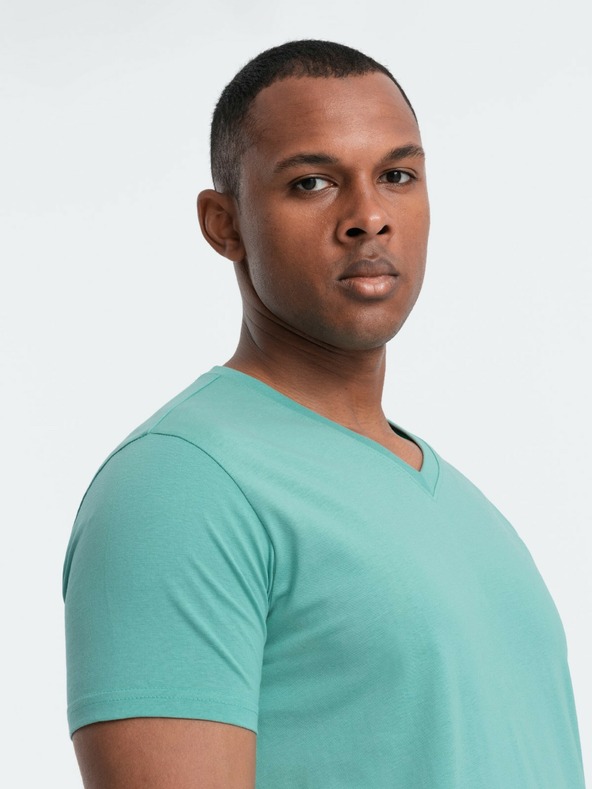 Ombre Clothing Türkis Herren Baumwolle Basic T-Shirt mit Rundhalsausschnitt Ombre Clothing