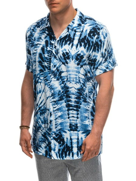 Ombre Clothing Mod weißes gemustertes Herren Kurzarm-Shirt Ombre Clothing