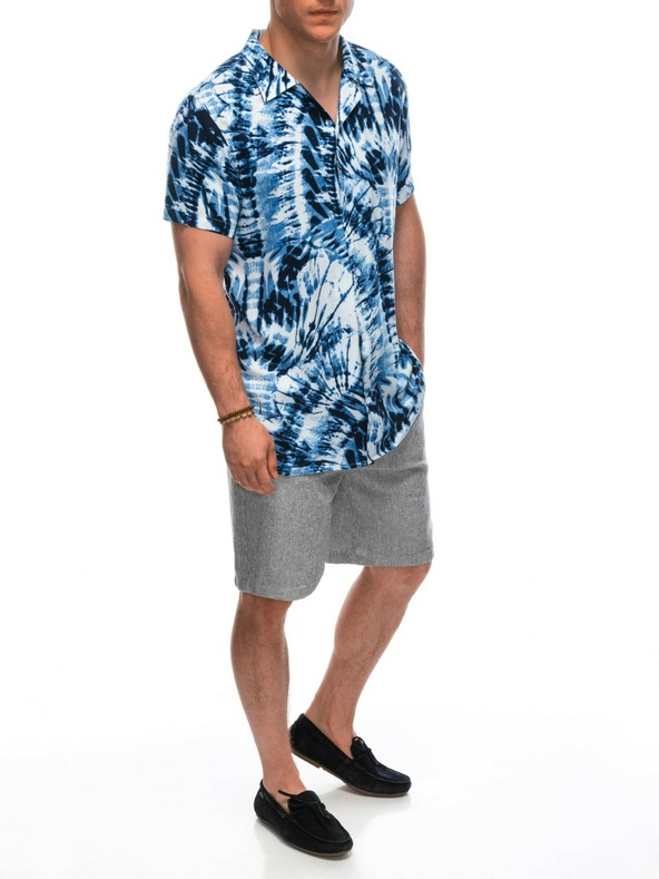 Ombre Clothing Mod weißes gemustertes Herren Kurzarm-Shirt Ombre Clothing