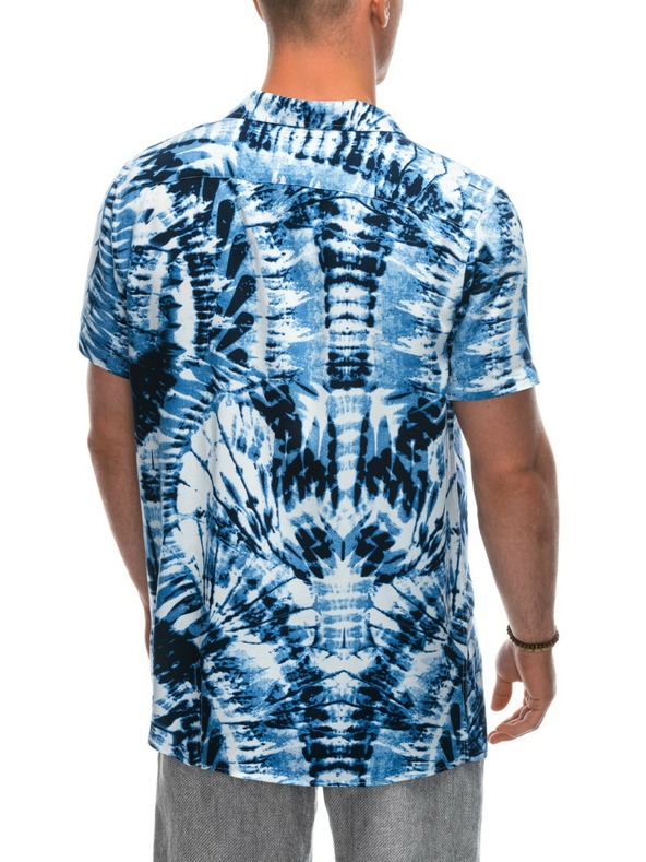 Ombre Clothing Mod weißes gemustertes Herren Kurzarm-Shirt Ombre Clothing