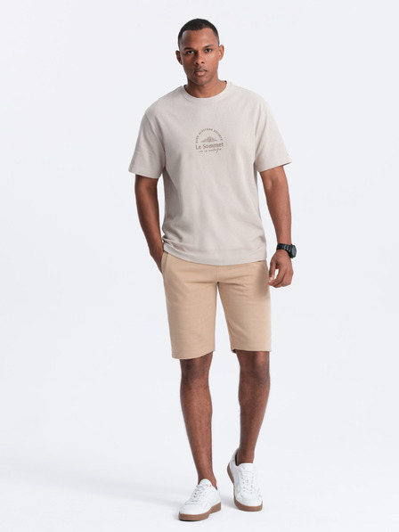 Ombre Clothing Beige Herren Basic Sweatpants Shorts Ombre Kleidung