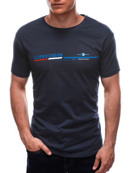 Edoti Herren-T-Shirt mit Aufdruck – dunkelblau EDOTI