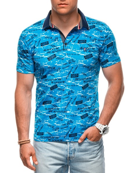 Edoti Herren-Poloshirt mit Aufdruck – Hellblau EDOTI