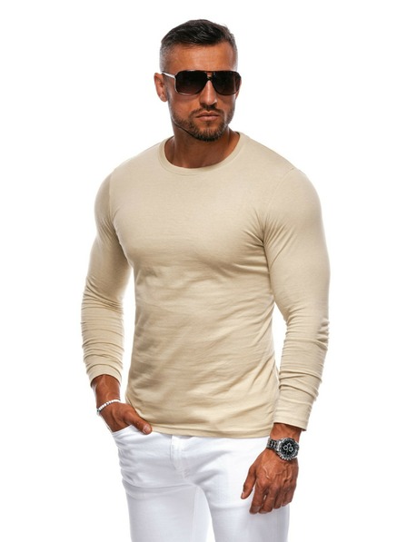 Edoti Edoti Herren T-Shirt mit langen Ärmeln in Beige