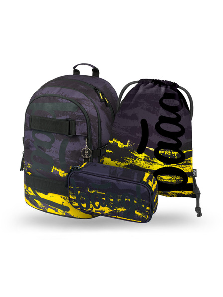 BAAGL  Graues Schulset - Rucksack, Mäppchen, Tasche Baagl Skate Dune