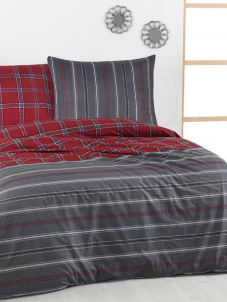 Kvalitex Erweiterte Baumwollbettwäsche DELUX 140x220, 70x90cm CAMPUS grau