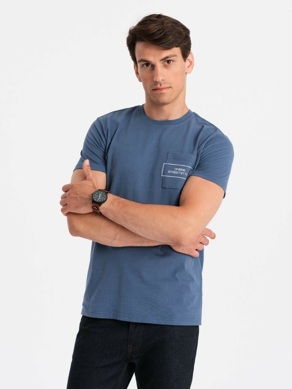 Ombre Clothing Herren T-Shirt aus Baumwolle mit Ombre-Taschenaufdruck Ombre Streetstyle Ombre Kleidung