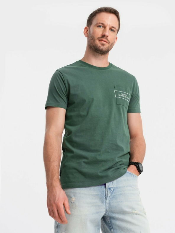 Ombre Clothing Herren T-Shirt aus Baumwolle mit Ombre-Taschenaufdruck Ombre Streetstyle Ombre Kleidung